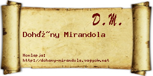 Dohány Mirandola névjegykártya